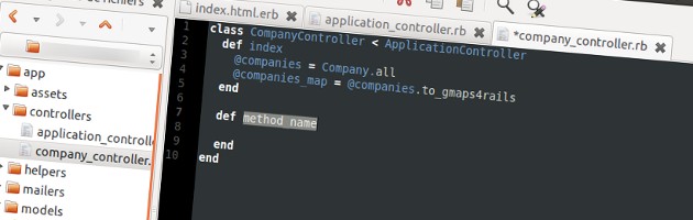 Gedit pour Ruby on Rails